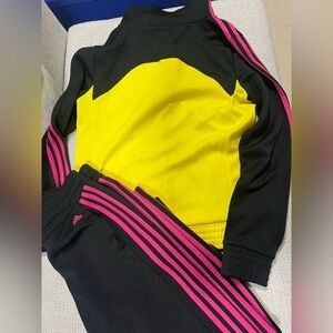 Women’s adidas track suit yellow pink black